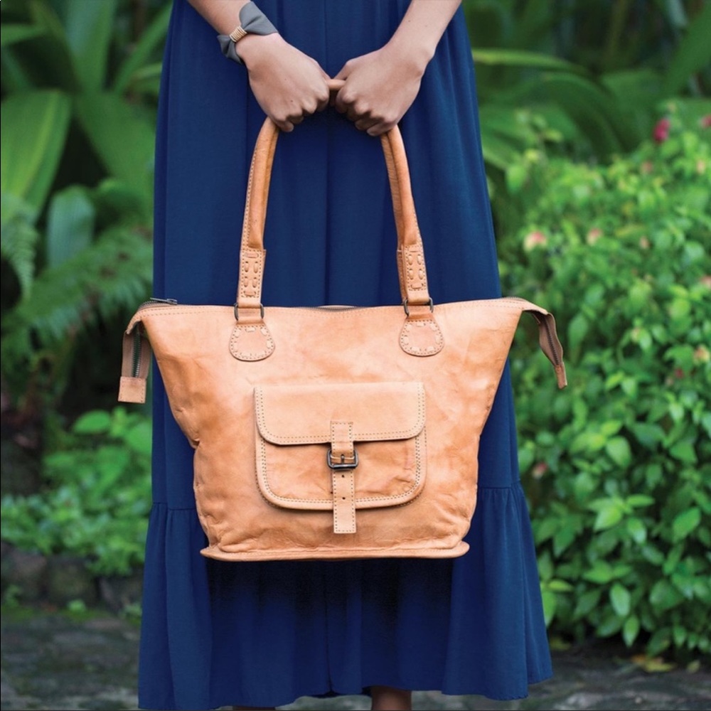 Noonday Collection Rustic Leather Tote Bag